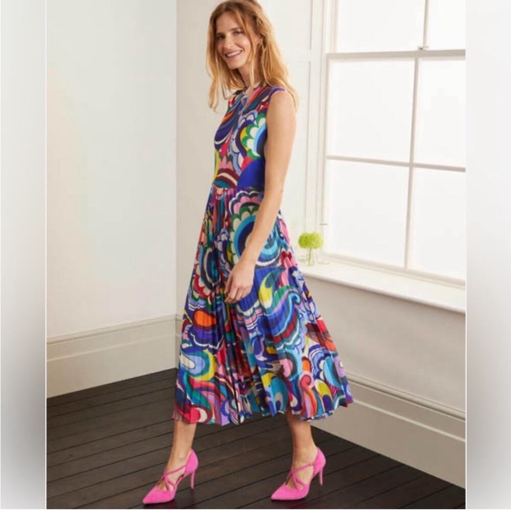 Boden Multicolor Swirl Midi Dress
